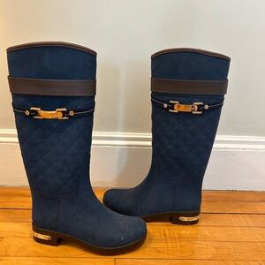 Blue Quilted Rain Boots